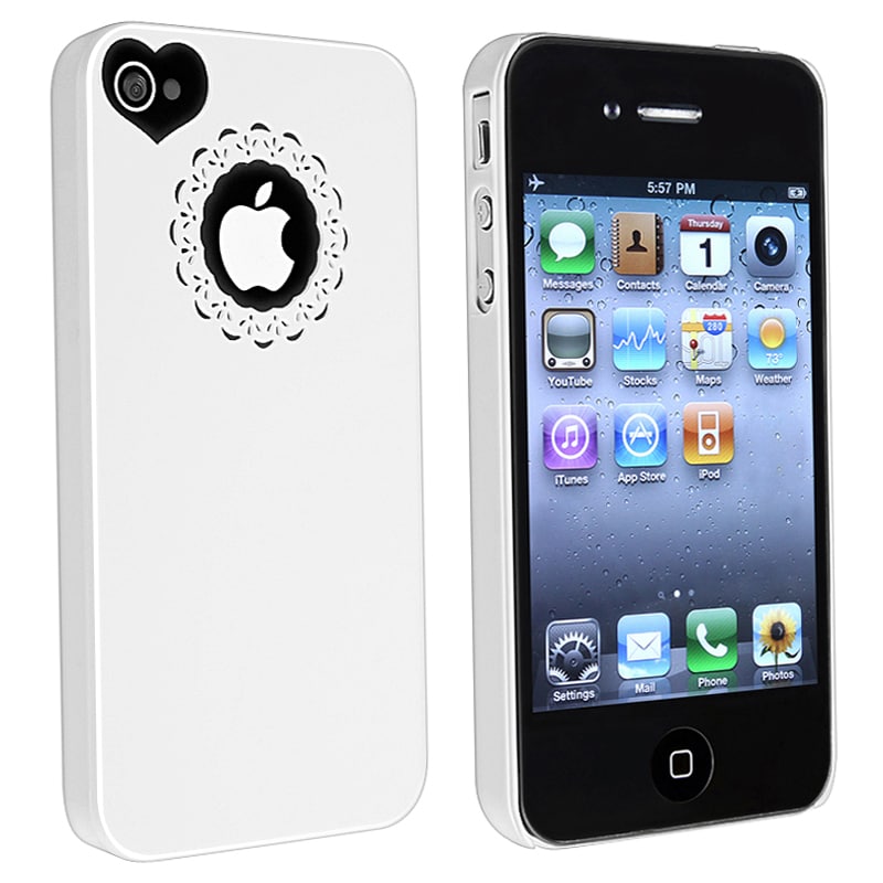 BasAcc White Sweetheart Snap-on Case for Apple iPhone 4/ 4S
