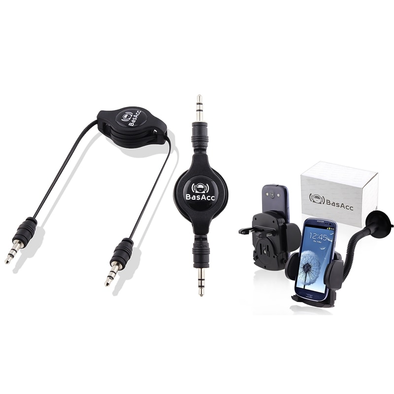 BasAcc Windshield Car Mount/ 3.5-mm Audio Cable