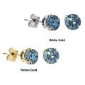 14k Gold 1/4ct to 1ct TDW Blue Diamond Stud Earrings