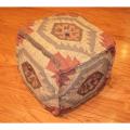 Handmade Kilim Upholstered Puff Ottoman (India)