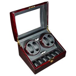 Steinhausen 12-mode Quad Tiger Cherry Lacquer Coated Wood Watch Winder