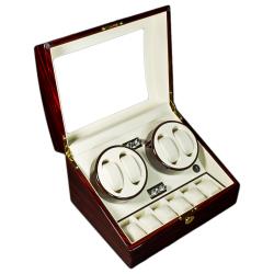 Steinhausen 12-mode Quad Tiger Cherry Lacquer Coated Wood Watch Winder