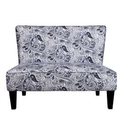 Portfolio Hali Navy Blue Paisley Armless Settee