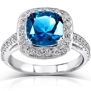 14k White Gold London Blue Topaz and 1/2 ct TDW Diamond Ring (H-I, I1-I2)