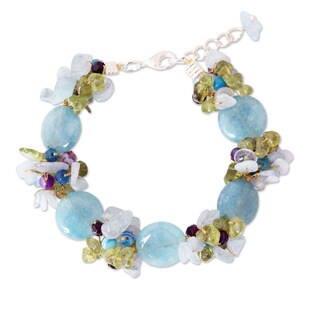 Handcrafted Multi-gemstone 'Peony Romance' Bracelet (Thailand)