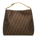 Fendi Zucca Jacquard Canvas Yellow Leather Hobo Bag