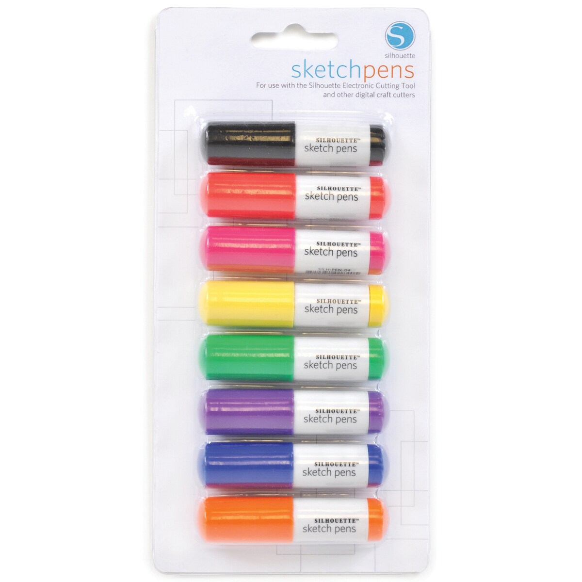 Silhouette Sketch Pen 8/Pkg-BLCK, RED, PINK, GRN, YLW, PUR, BLU, ORG