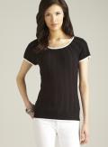 Joseph A Contrast Trim Ribbed Sweater