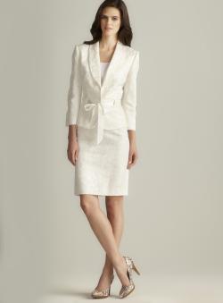 Tahari Belted Jacquard Skirt Suit