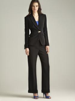 Tahari One Button Crepe Pant Suit