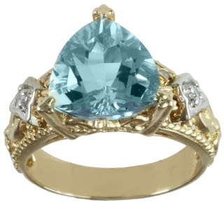 Michael Valitutti 14k Two-tone Gold Aquamarine and White Diamond Ring