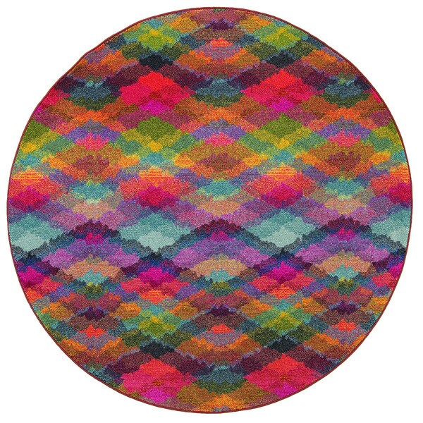 Bold Argyle Contemporary Multi/ Pink Rug (7'8 Round) Overstock