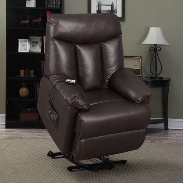 ProLounger Lya Brown Renu Leather Power Recline and Lift Wall Hugger Chair