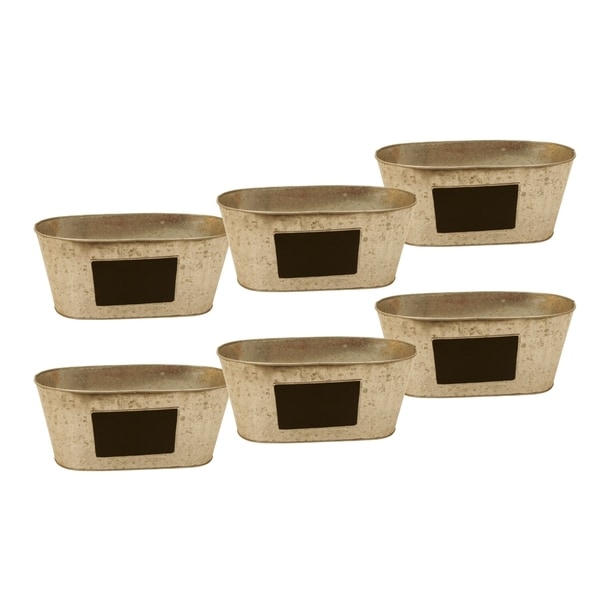 Galvanized Oval Containers with Chalkboard (Set of 6) Overstock