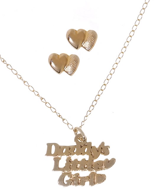 14k Gold Daddy's Little Girl Pendant & Earring Set Overstock
