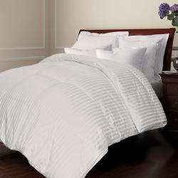 All Season Damask Stripe White Down Comforter