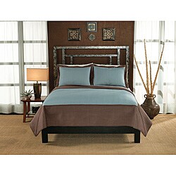 Barclay Hotel Aqua/ Taupe 3-piece Quilt Set
