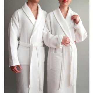 Authentic Hotel Spa Unisex Turkish Cotton Waffle Weave Terry Bathrobe