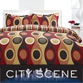 City Scene Retro Radar Camel Red 3-Piece Duvet Set