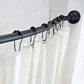 Curved Adjustable Shower Rod with Vinyl Shower Liner and Hooks Set