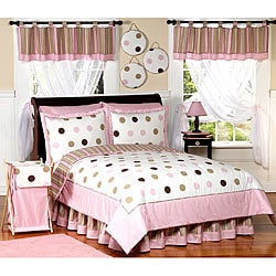 Sweet JoJo Designs Girl's Pink/ Brown Polka Dot 3-piece Full/ Queen-size Quilt Set