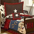 Sweet JoJo Designs Wild West Cowboy Western Horse 5-piece Toddler Boy's Bedding Set