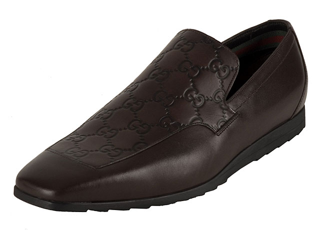 Gucci Men's Leather Loafers with Guccissima Panel - Overstock ...
