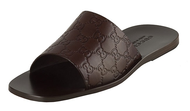 Gucci Men&#39;s Leather Guccissima Sandals - Overstock™ Shopping - Top Rated Gucci Designer Men&#39;s Shoes