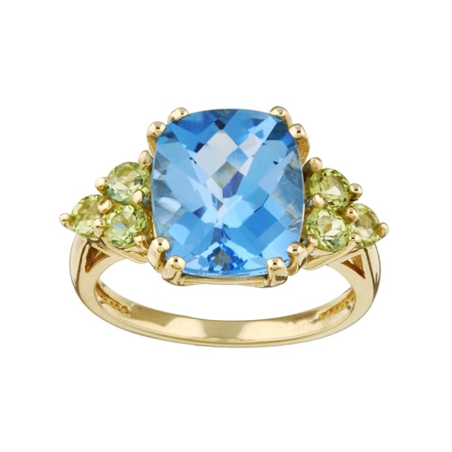 14k Yellow Gold Blue Topaz and Peridot Ring Overstock™ Shopping Top