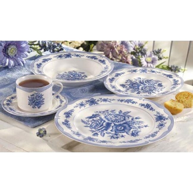 American Atelier Floral Toile 20piece Dinnerware Set Overstock