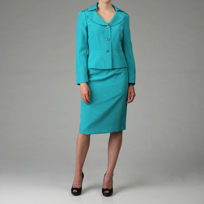 Emily Women's Turquoise Shantung Peplum Skirt Suit Overstock Shopping Top Rated Emily Skirt