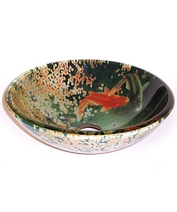 Fontaine Koi and Lily Pond Glass Vessel Bathroom Sink