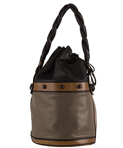 Fendi Medium Grey/ Brown Leather Bucket Tote