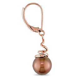 Miadora 14k Pink Gold Brown Freshwater Pearl Earrings (8-8.5 mm)