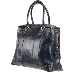 Fendi Large Navy Patent Leather Zip Tote