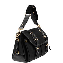 Prada Black Jacquard Canvas Flap Messenger Bag