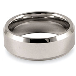 Men's Tungsten Polished Beveled Edge Band (8 mm)