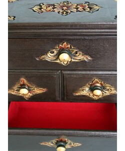 Hand-etched Teak Velvet Jewelry Box