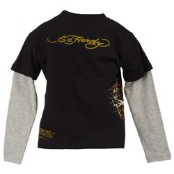 Ed Hardy Boy's Tiger and Pirate Print Shirt