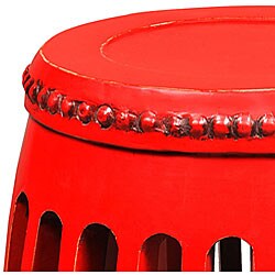 Barrel-shaped Red End Table