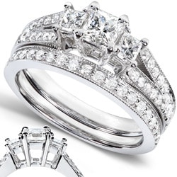 14k Gold 1ct TDW Princess-cut Diamond Bridal Set