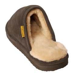 Brumby Men's Suede Fabric Genuine Backless Sheepskin Slippers