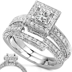 14k Gold 1 1/4ct TDW Princess Diamond Bridal Ring Set