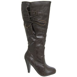 Bamboo by Journee Women's High-heel Crinkle Boots