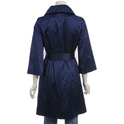 DKNY Women's Metallic Cotton Trench Coat