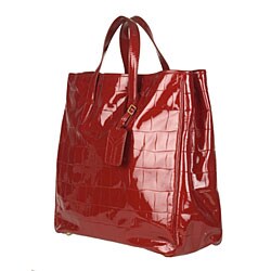 Yves Saint Laurent 'Raspail' Large Red Croc Tote 