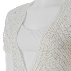 Sangria Women's Open Crochet Short Sleeve Sweater