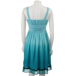 Tahari ASL Women's Ruched-waist Ombre Chiffon Dress