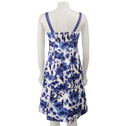 Madison Leigh Women's White/ Blue Surplice Dress