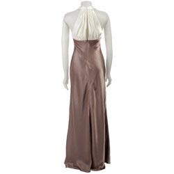 JS Boutique Women's Beaded Long Satin Halter Dress
